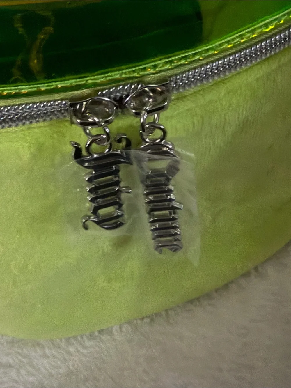Juicy Couture Lime Green Holographic Top Cosmetic Travel Case